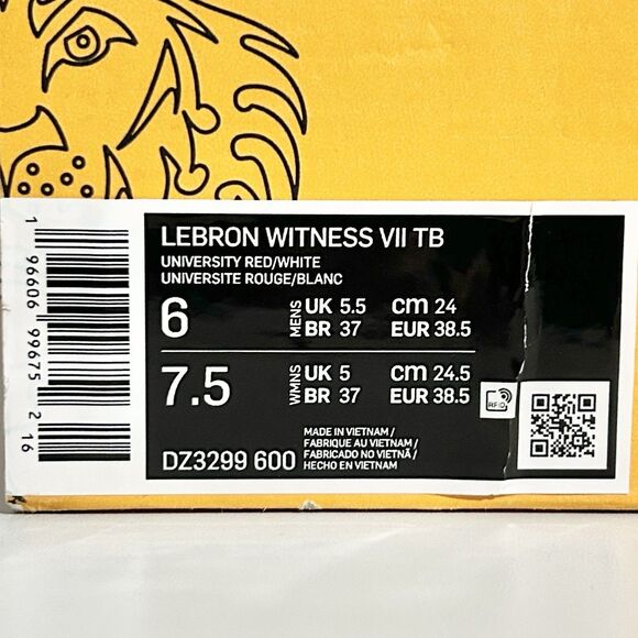 Nike LeBron Witness 7 TB “University Red” Mens Size 6 Basketball Sneakers No Lid - Picture 8 of 8